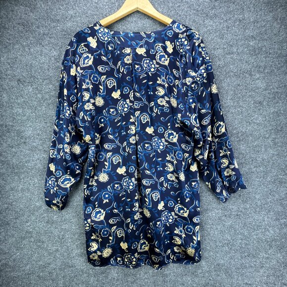 Vintage Victorias Secret Gold Label Silk Sleepshirt Womens Small Blue Floral 90s - Picture 6 of 15